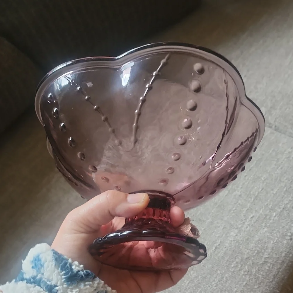 IKEA Amethyst Pressed Glass Compote Bowl Vintage